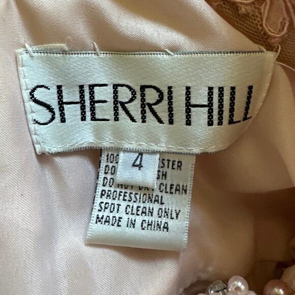 Sherri Hill Pink Blush Tulle Dress Prom Homecoming Pageant Size 4 Beaded Short - Picture 9 of 10